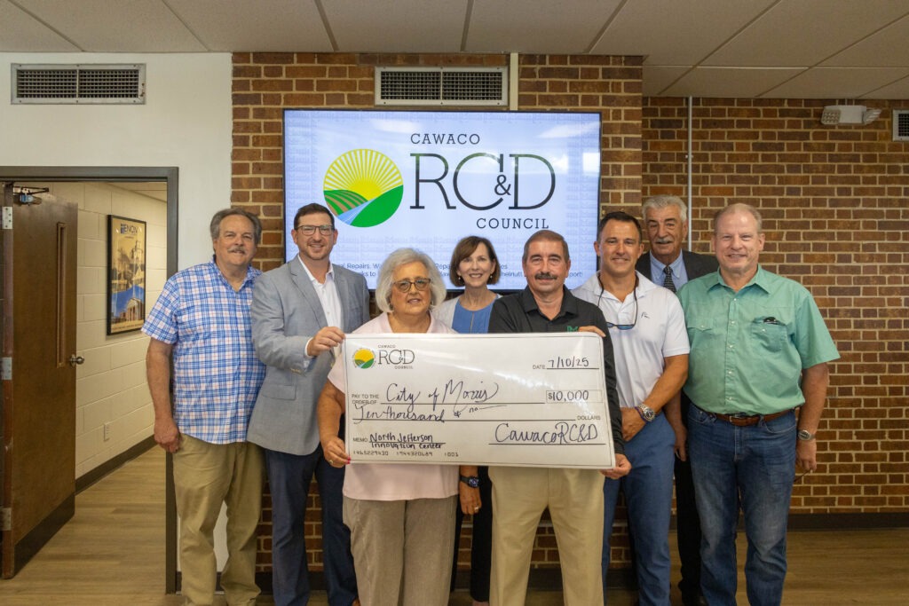 Check presentation from Cawaco RC&D with City of Morris representatives and local officials